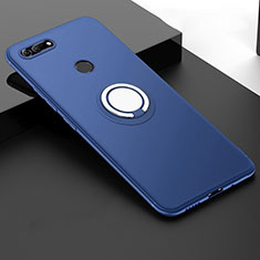 Custodia Silicone Ultra Sottile Morbida Cover con Magnetico Anello Supporto T01 per Huawei Honor V20 Blu