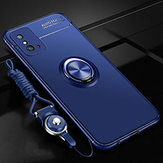 Custodia Silicone Ultra Sottile Morbida Cover con Magnetico Anello Supporto T01 per Huawei Honor X10 Max 5G Blu