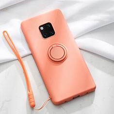 Custodia Silicone Ultra Sottile Morbida Cover con Magnetico Anello Supporto T01 per Huawei Mate 20 Pro Arancione