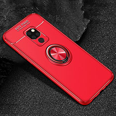 Custodia Silicone Ultra Sottile Morbida Cover con Magnetico Anello Supporto T01 per Huawei Mate 20 X 5G Rosso