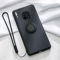 Custodia Silicone Ultra Sottile Morbida Cover con Magnetico Anello Supporto T01 per Huawei Mate 30 Pro 5G Nero