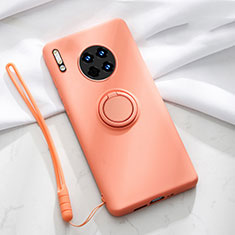 Custodia Silicone Ultra Sottile Morbida Cover con Magnetico Anello Supporto T01 per Huawei Mate 30 Pro Arancione