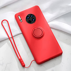 Custodia Silicone Ultra Sottile Morbida Cover con Magnetico Anello Supporto T01 per Huawei Mate 30 Rosso