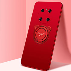 Custodia Silicone Ultra Sottile Morbida Cover con Magnetico Anello Supporto T01 per Huawei Mate 40 Rosso