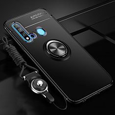 Custodia Silicone Ultra Sottile Morbida Cover con Magnetico Anello Supporto T01 per Huawei Nova 5i Nero