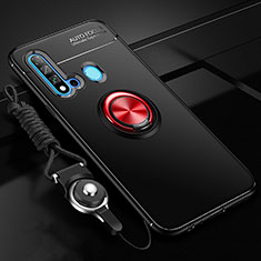Custodia Silicone Ultra Sottile Morbida Cover con Magnetico Anello Supporto T01 per Huawei Nova 5i Rosso e Nero