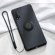 Custodia Silicone Ultra Sottile Morbida Cover con Magnetico Anello Supporto T01 per Huawei Nova 6 5G Nero