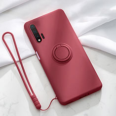 Custodia Silicone Ultra Sottile Morbida Cover con Magnetico Anello Supporto T01 per Huawei Nova 6 5G Rosso Rosa