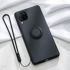Custodia Silicone Ultra Sottile Morbida Cover con Magnetico Anello Supporto T01 per Huawei Nova 6 SE Nero