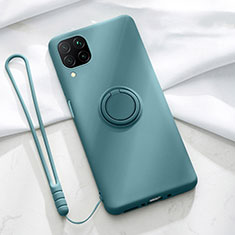 Custodia Silicone Ultra Sottile Morbida Cover con Magnetico Anello Supporto T01 per Huawei Nova 7i Ciano