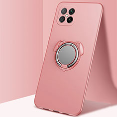 Custodia Silicone Ultra Sottile Morbida Cover con Magnetico Anello Supporto T01 per Huawei Nova 8 SE 5G Oro Rosa