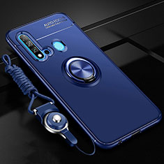 Custodia Silicone Ultra Sottile Morbida Cover con Magnetico Anello Supporto T01 per Huawei P20 Lite (2019) Blu