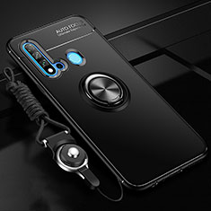 Custodia Silicone Ultra Sottile Morbida Cover con Magnetico Anello Supporto T01 per Huawei P20 Lite (2019) Nero
