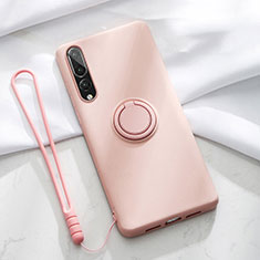 Custodia Silicone Ultra Sottile Morbida Cover con Magnetico Anello Supporto T01 per Huawei P20 Pro Rosa