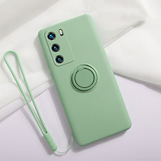 Custodia Silicone Ultra Sottile Morbida Cover con Magnetico Anello Supporto T01 per Huawei P40 Verde