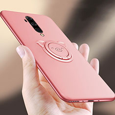 Custodia Silicone Ultra Sottile Morbida Cover con Magnetico Anello Supporto T01 per OnePlus 7T Pro Rosa