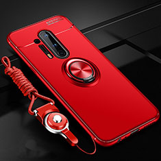 Custodia Silicone Ultra Sottile Morbida Cover con Magnetico Anello Supporto T01 per OnePlus 8 Pro Rosso