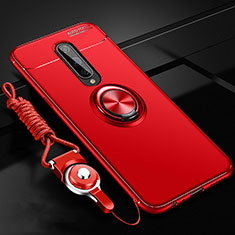 Custodia Silicone Ultra Sottile Morbida Cover con Magnetico Anello Supporto T01 per OnePlus 8 Rosso