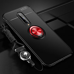 Custodia Silicone Ultra Sottile Morbida Cover con Magnetico Anello Supporto T01 per OnePlus 8 Rosso e Nero
