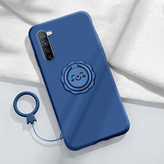 Custodia Silicone Ultra Sottile Morbida Cover con Magnetico Anello Supporto T01 per Oppo A91 Blu