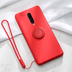 Custodia Silicone Ultra Sottile Morbida Cover con Magnetico Anello Supporto T01 per Oppo R17 Pro Rosso