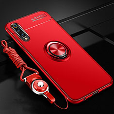 Custodia Silicone Ultra Sottile Morbida Cover con Magnetico Anello Supporto T01 per Samsung Galaxy A70 Rosso