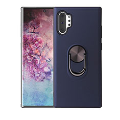 Custodia Silicone Ultra Sottile Morbida Cover con Magnetico Anello Supporto T01 per Samsung Galaxy Note 10 Plus 5G Blu