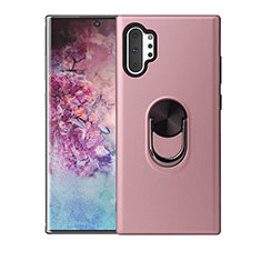 Custodia Silicone Ultra Sottile Morbida Cover con Magnetico Anello Supporto T01 per Samsung Galaxy Note 10 Plus 5G Oro Rosa