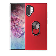 Custodia Silicone Ultra Sottile Morbida Cover con Magnetico Anello Supporto T01 per Samsung Galaxy Note 10 Plus 5G Rosso