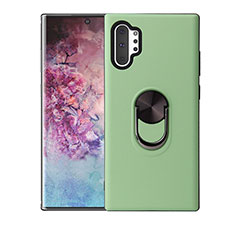 Custodia Silicone Ultra Sottile Morbida Cover con Magnetico Anello Supporto T01 per Samsung Galaxy Note 10 Plus 5G Verde