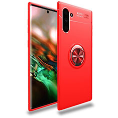 Custodia Silicone Ultra Sottile Morbida Cover con Magnetico Anello Supporto T01 per Samsung Galaxy Note 10 Rosso