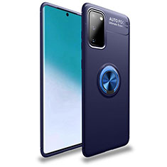 Custodia Silicone Ultra Sottile Morbida Cover con Magnetico Anello Supporto T01 per Samsung Galaxy S20 Blu