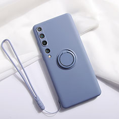 Custodia Silicone Ultra Sottile Morbida Cover con Magnetico Anello Supporto T01 per Xiaomi Mi 10 Grigio