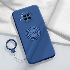 Custodia Silicone Ultra Sottile Morbida Cover con Magnetico Anello Supporto T01 per Xiaomi Mi 10i 5G Blu