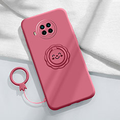 Custodia Silicone Ultra Sottile Morbida Cover con Magnetico Anello Supporto T01 per Xiaomi Mi 10i 5G Rosso Rosa