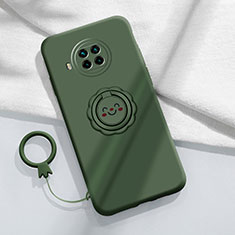 Custodia Silicone Ultra Sottile Morbida Cover con Magnetico Anello Supporto T01 per Xiaomi Mi 10i 5G Verde Notte