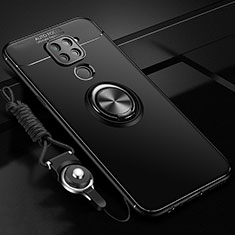 Custodia Silicone Ultra Sottile Morbida Cover con Magnetico Anello Supporto T01 per Xiaomi Redmi 10X 4G Nero