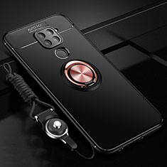 Custodia Silicone Ultra Sottile Morbida Cover con Magnetico Anello Supporto T01 per Xiaomi Redmi 10X 4G Oro e Nero