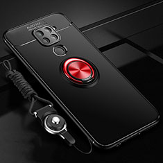 Custodia Silicone Ultra Sottile Morbida Cover con Magnetico Anello Supporto T01 per Xiaomi Redmi 10X 4G Rosso e Nero