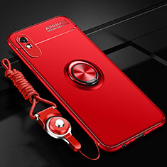 Custodia Silicone Ultra Sottile Morbida Cover con Magnetico Anello Supporto T01 per Xiaomi Redmi 9A Rosso