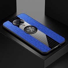 Custodia Silicone Ultra Sottile Morbida Cover con Magnetico Anello Supporto T01 per Xiaomi Redmi K30 Pro 5G Blu