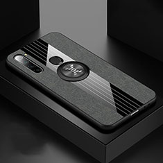 Custodia Silicone Ultra Sottile Morbida Cover con Magnetico Anello Supporto T01 per Xiaomi Redmi Note 8 (2021) Grigio