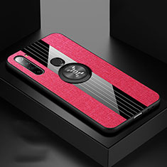 Custodia Silicone Ultra Sottile Morbida Cover con Magnetico Anello Supporto T01 per Xiaomi Redmi Note 8 (2021) Rosso