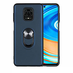 Custodia Silicone Ultra Sottile Morbida Cover con Magnetico Anello Supporto T01 per Xiaomi Redmi Note 9 Pro Max Blu