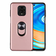 Custodia Silicone Ultra Sottile Morbida Cover con Magnetico Anello Supporto T01 per Xiaomi Redmi Note 9 Pro Oro Rosa