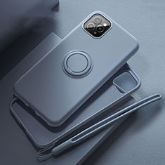 Custodia Silicone Ultra Sottile Morbida Cover con Magnetico Anello Supporto T02 per Apple iPhone 11 Pro Grigio
