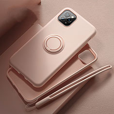 Custodia Silicone Ultra Sottile Morbida Cover con Magnetico Anello Supporto T02 per Apple iPhone 11 Pro Max Rosa