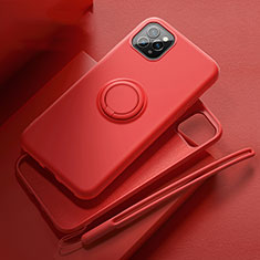 Custodia Silicone Ultra Sottile Morbida Cover con Magnetico Anello Supporto T02 per Apple iPhone 11 Pro Max Rosso