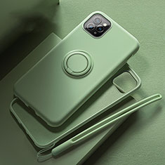 Custodia Silicone Ultra Sottile Morbida Cover con Magnetico Anello Supporto T02 per Apple iPhone 11 Pro Max Verde