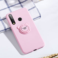 Custodia Silicone Ultra Sottile Morbida Cover con Magnetico Anello Supporto T02 per Huawei Honor 20i Rosa